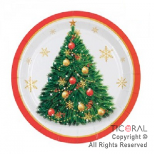 PLATO ARBOL DE NAVIDAD POLIPAPEL 17 CM x 6